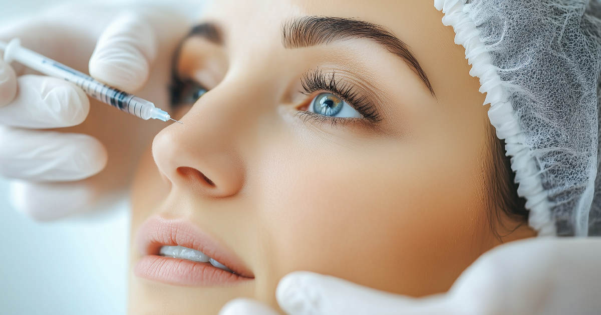 Woman receiving non-surgical nose filler treatment by Dream Aesthetics in Houston, TX