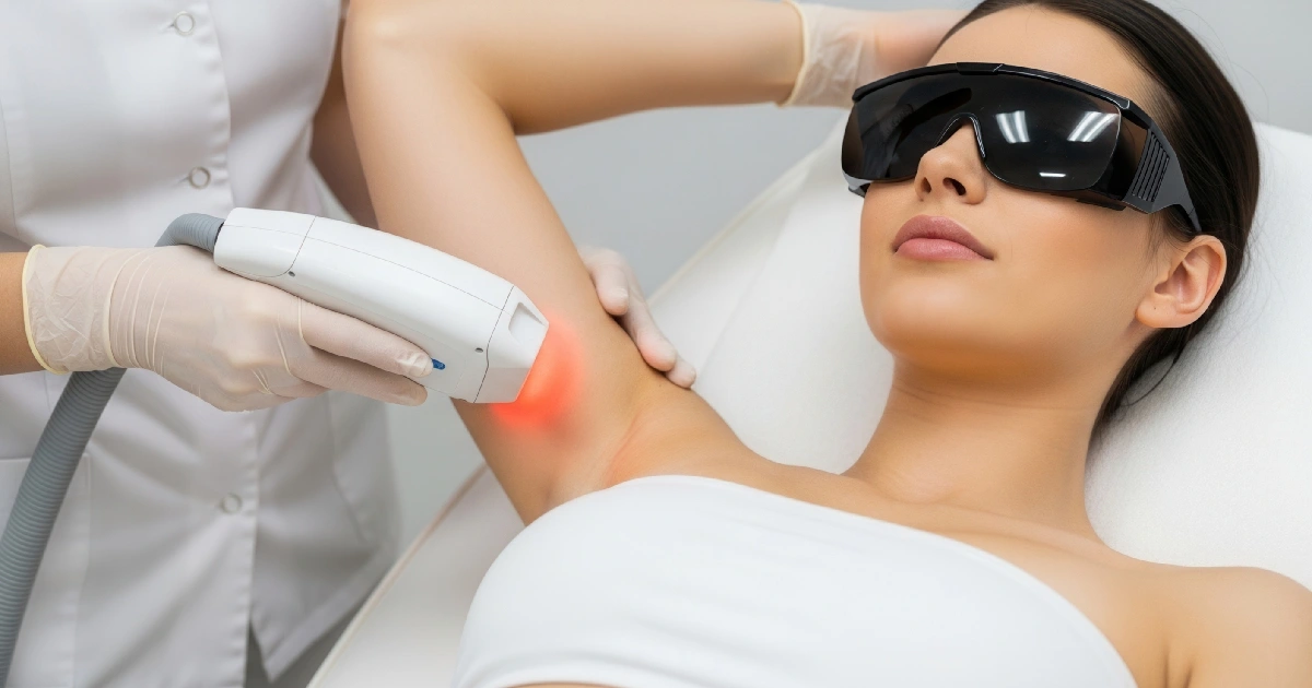 Woman Receiving Laser Hair Removal Treatment by Dream Aesthetics in Houston, TX